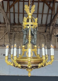 French early 19th Century twelve light gilded chandelier attributed to Thomire