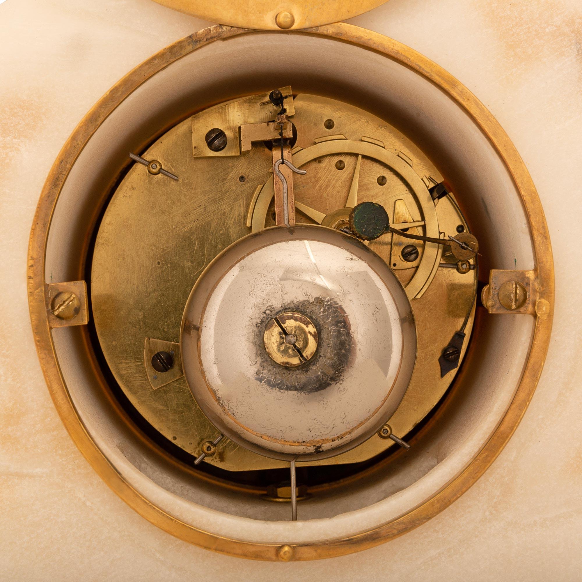 French early 19th century white Carrara, Griotte marble and Ormolu clock For Sale 6