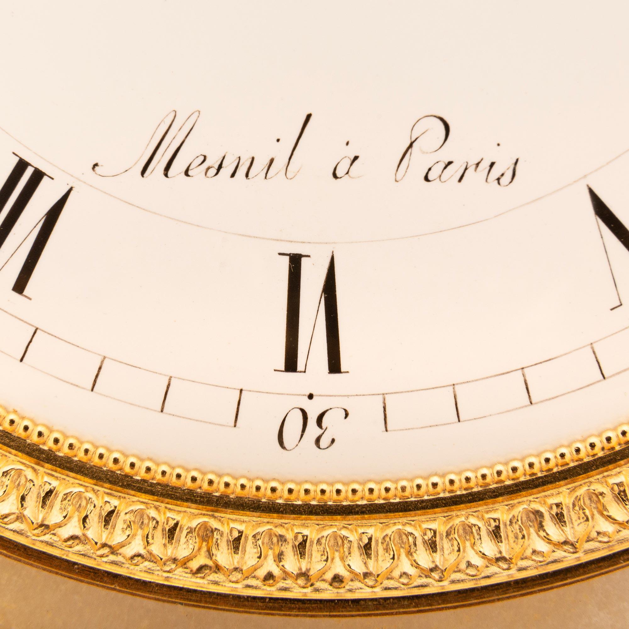 French early 19th century white Carrara, Griotte marble and Ormolu clock For Sale 3