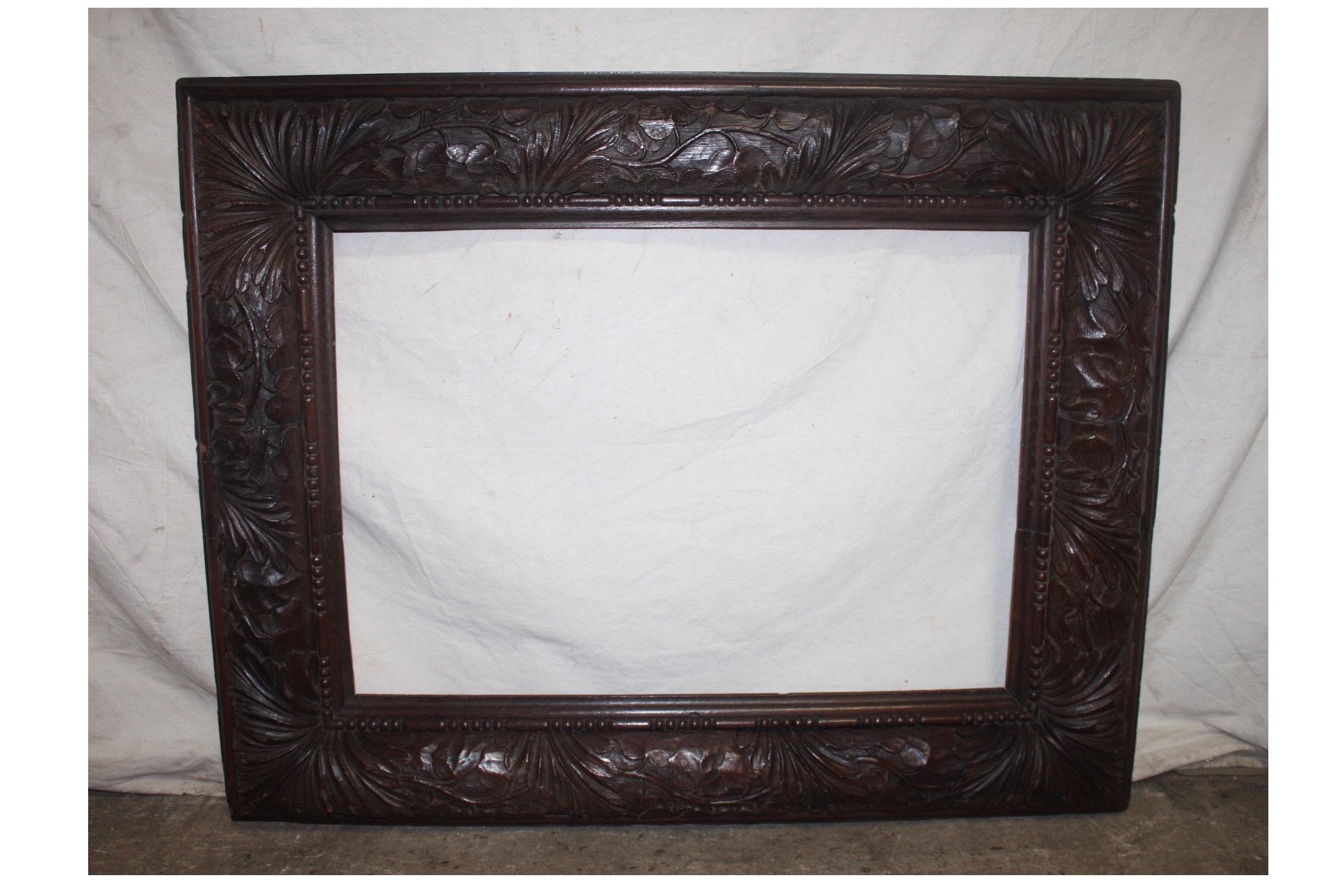 French early 19th century wood frame
Dimensions of the inside frame (where the painting is placed) 30.5” W x 21.75” H.