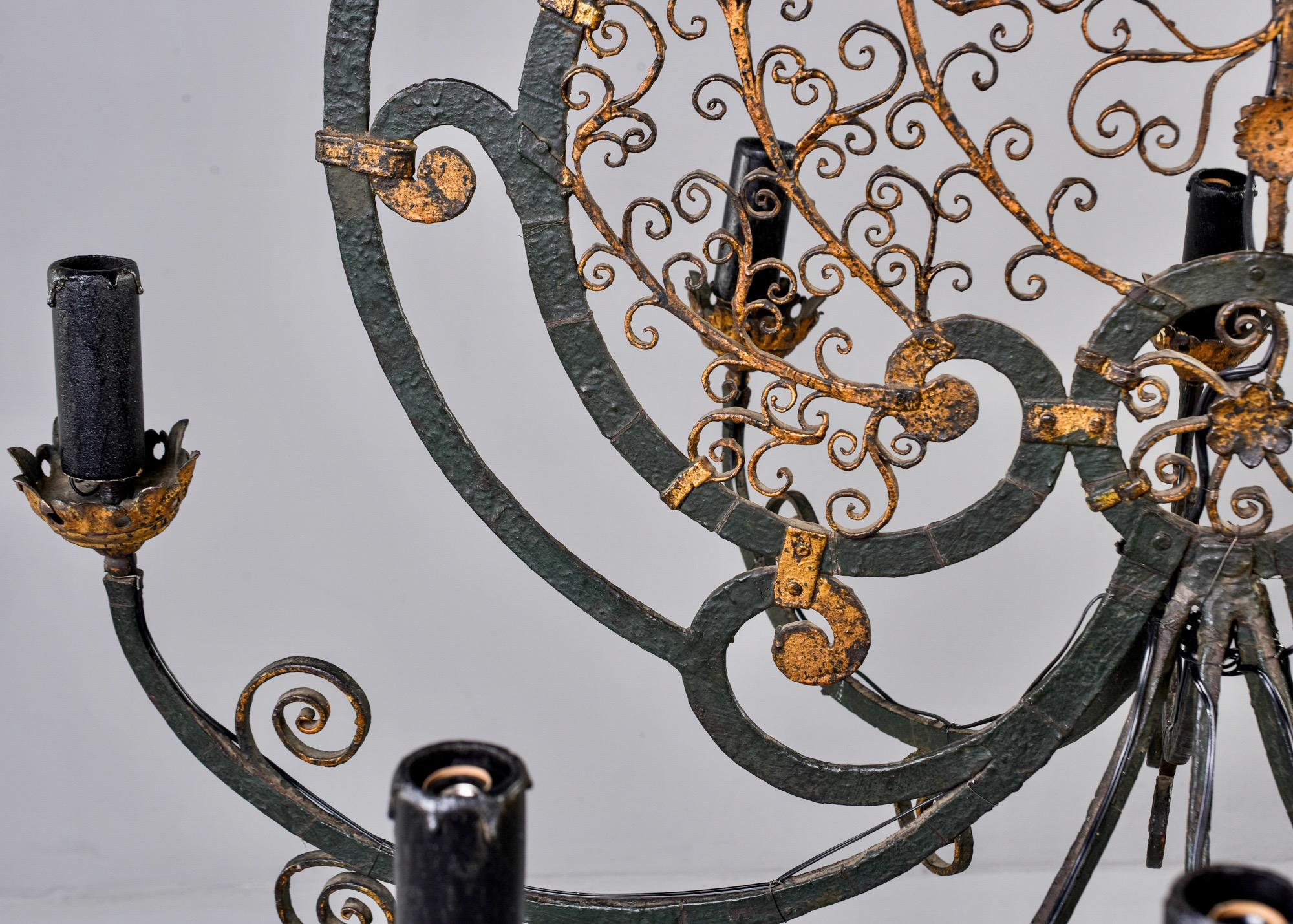 French Early 20th Century Eight-Arm Iron Chandelier 9