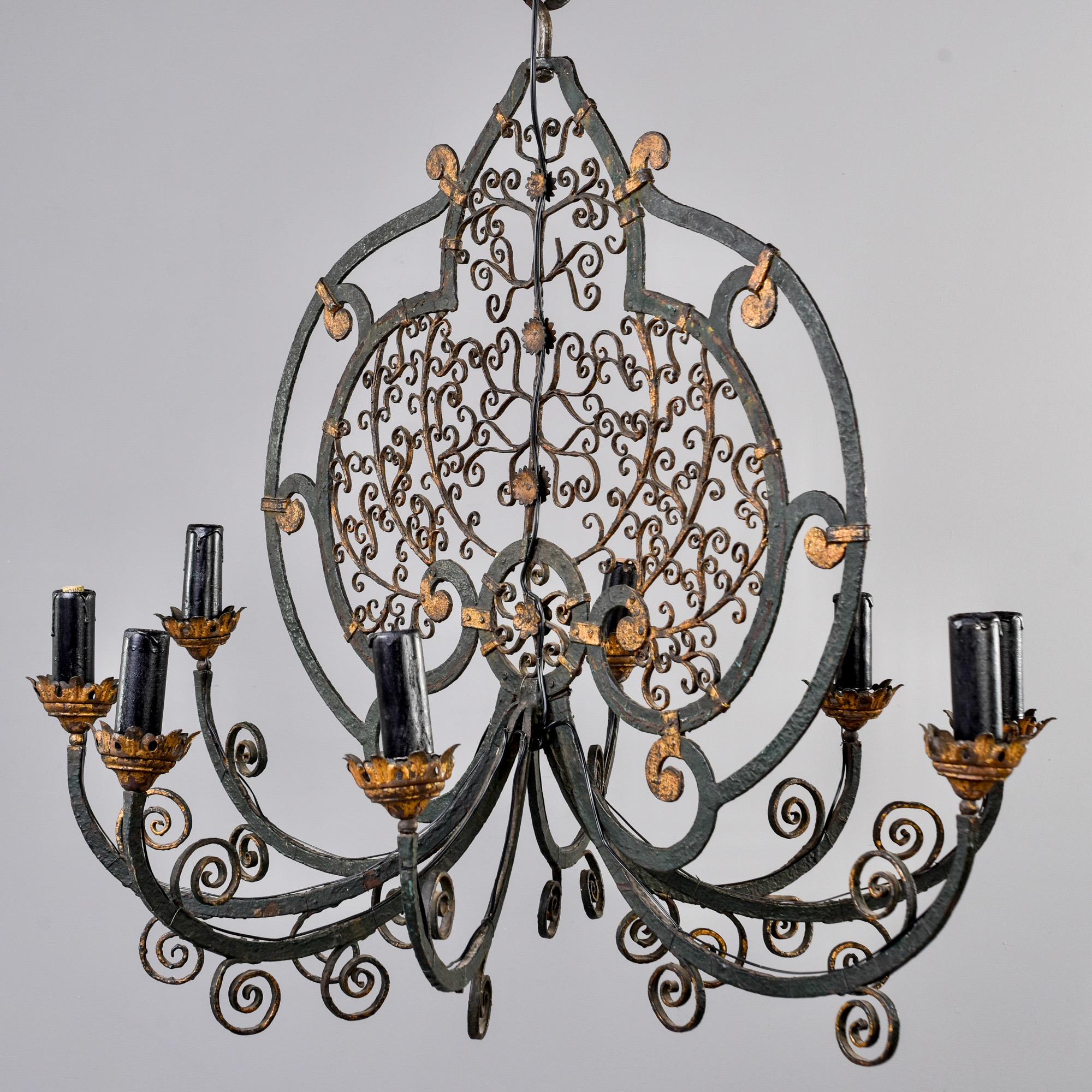 French Early 20th Century Eight-Arm Iron Chandelier 3