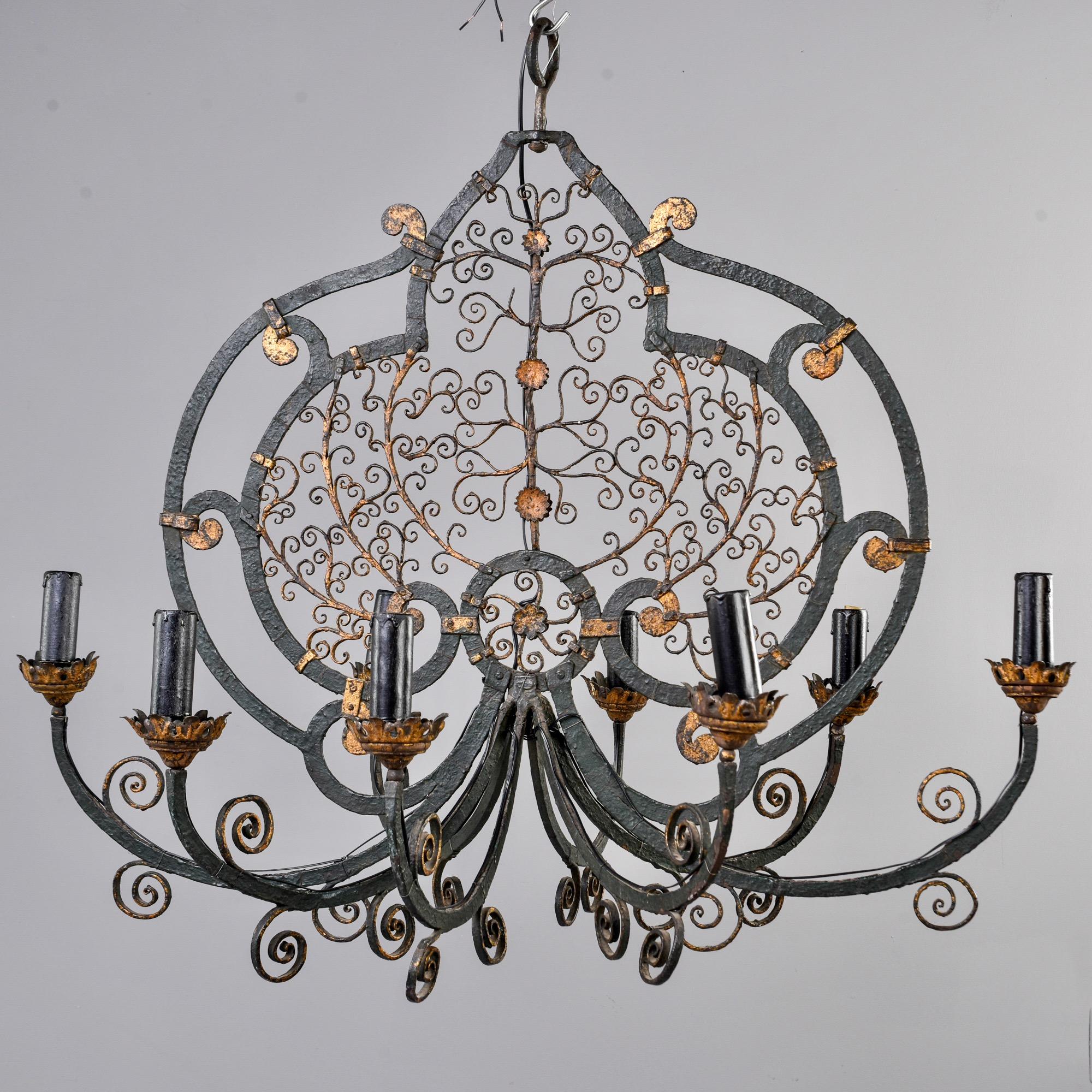French Early 20th Century Eight-Arm Iron Chandelier 4