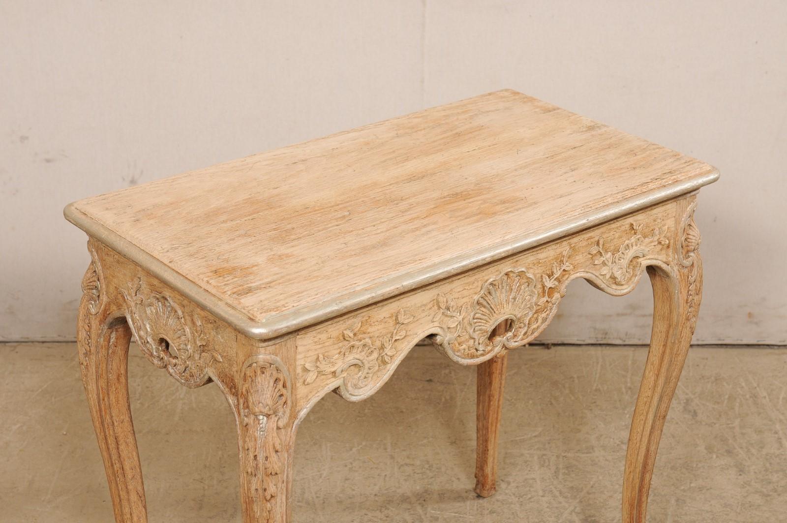 20th Century French Early 20th C. End Tables w/Elegant Shell-Carved Skirts 'All Sides Carved' For Sale