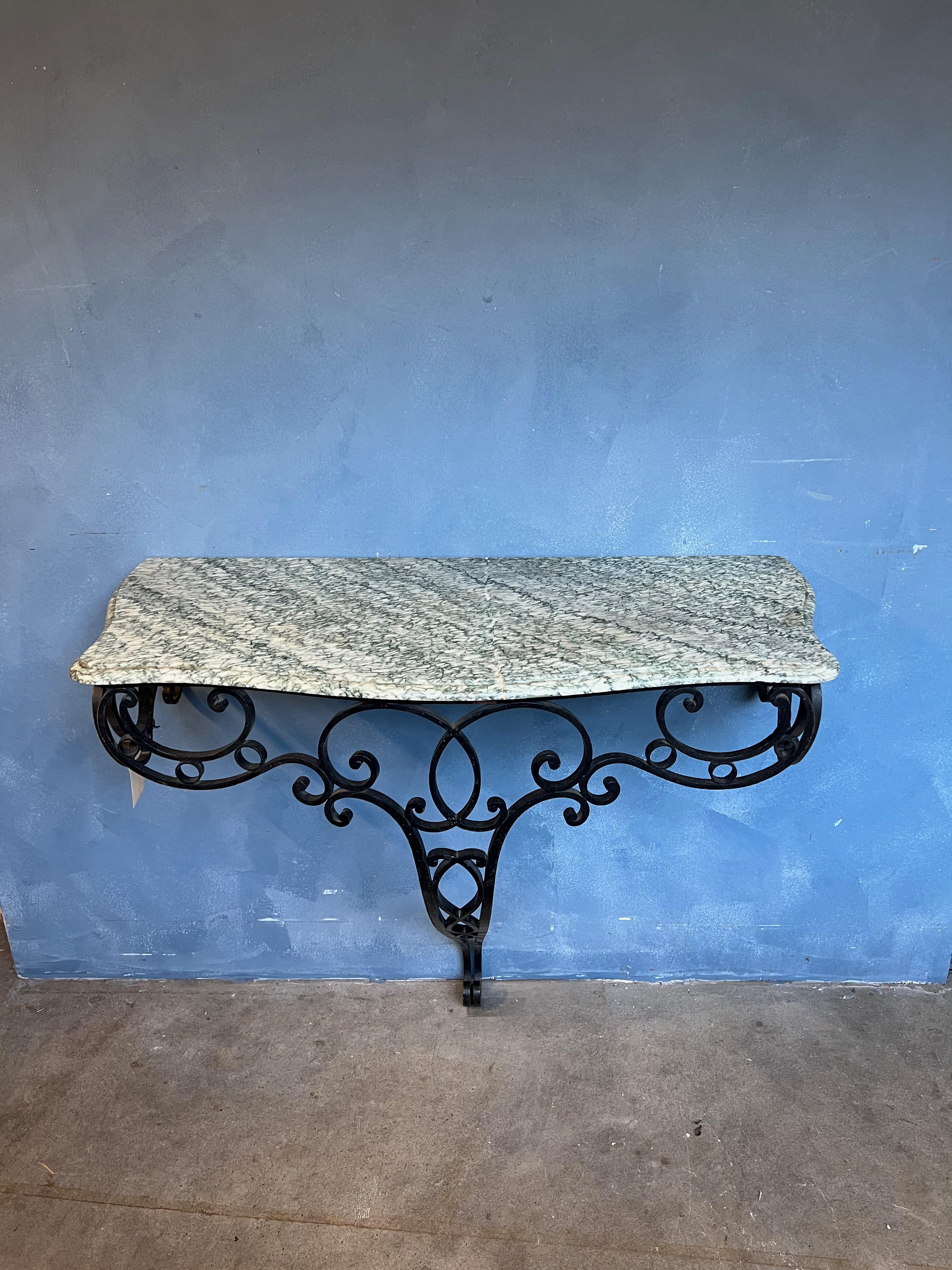 French Early 20th C. Marble and Iron Console For Sale 4