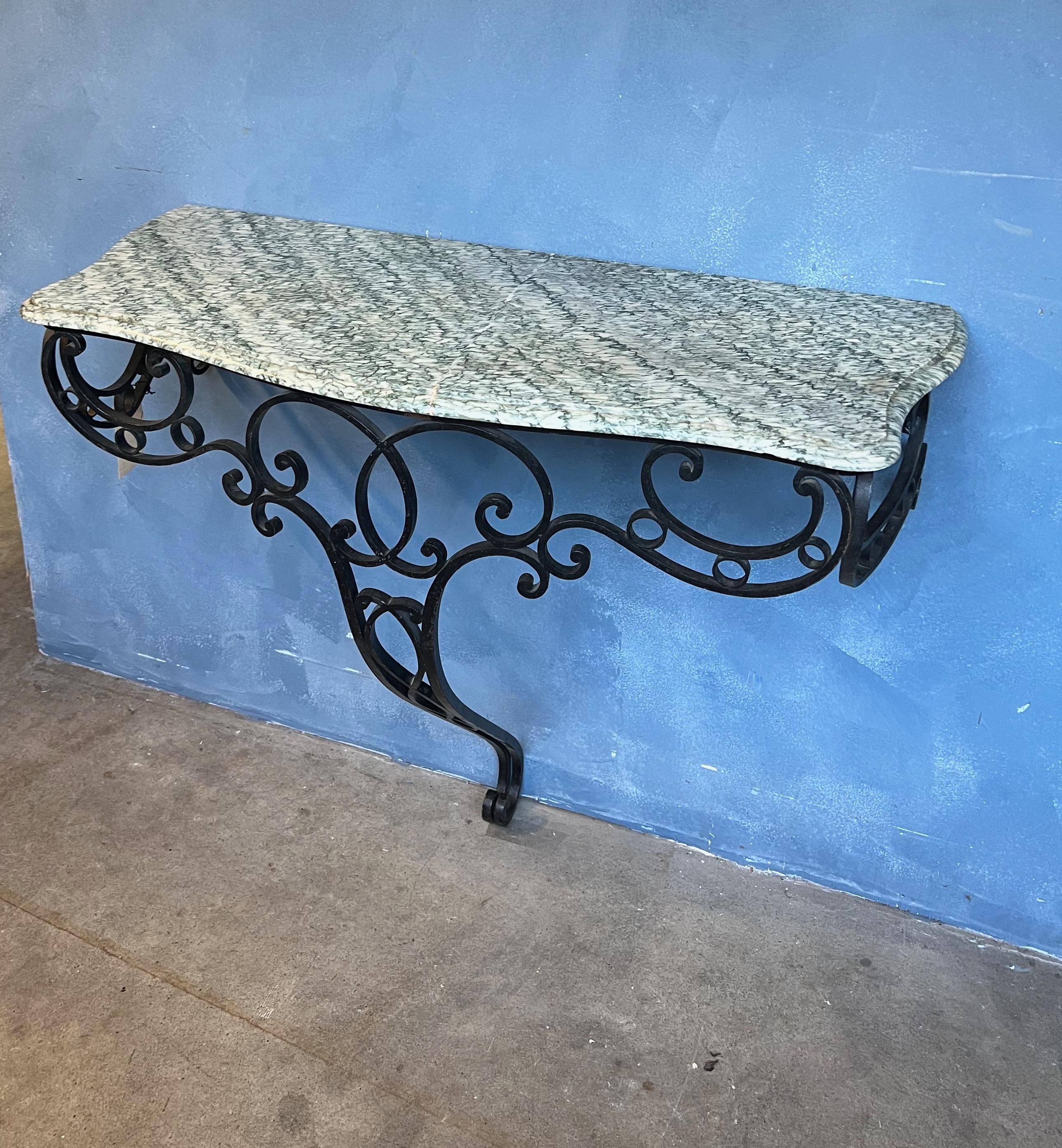 French Early 20th C. Marble and Iron Console For Sale 5