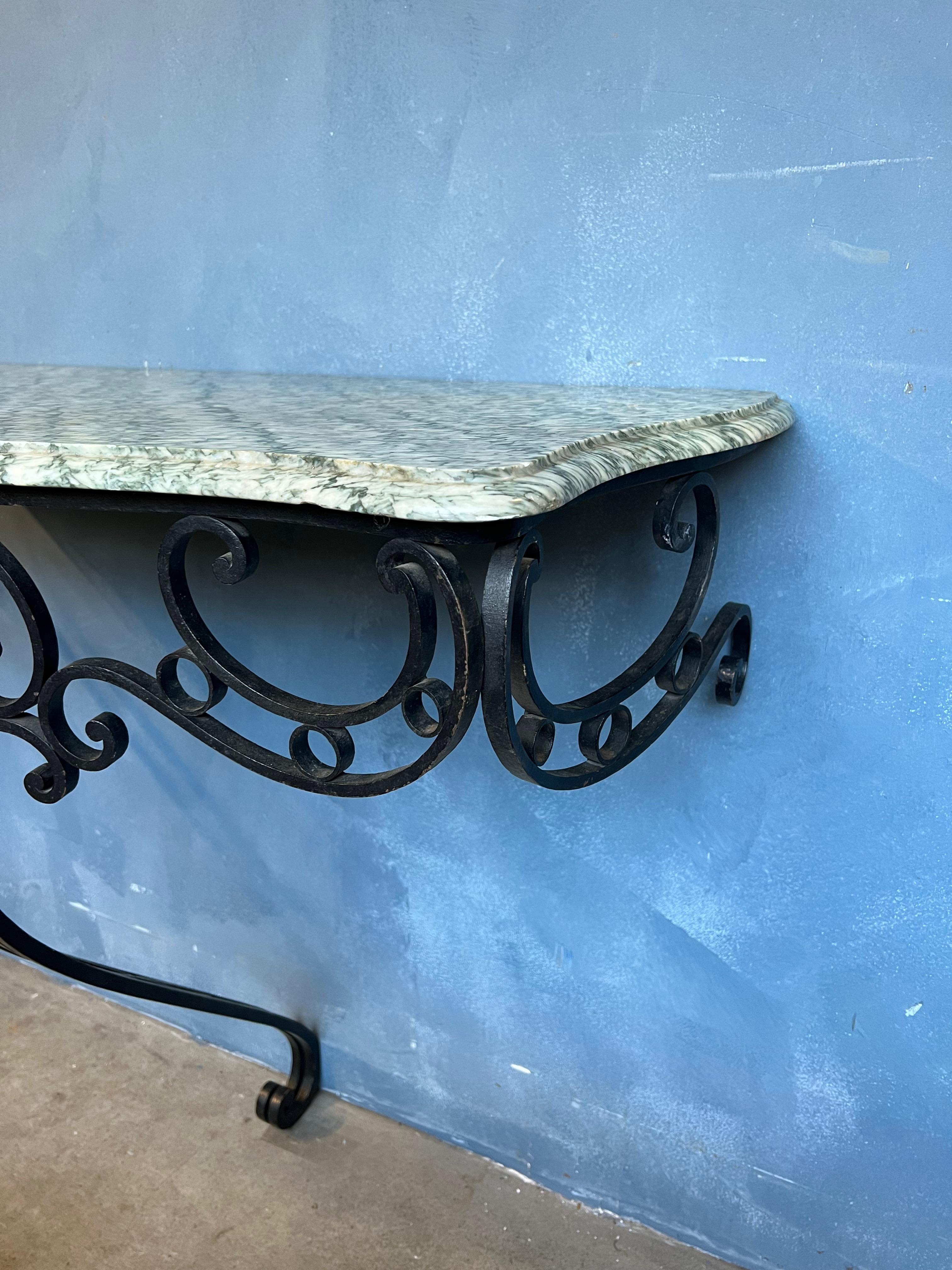 French Early 20th C. Marble and Iron Console For Sale 1