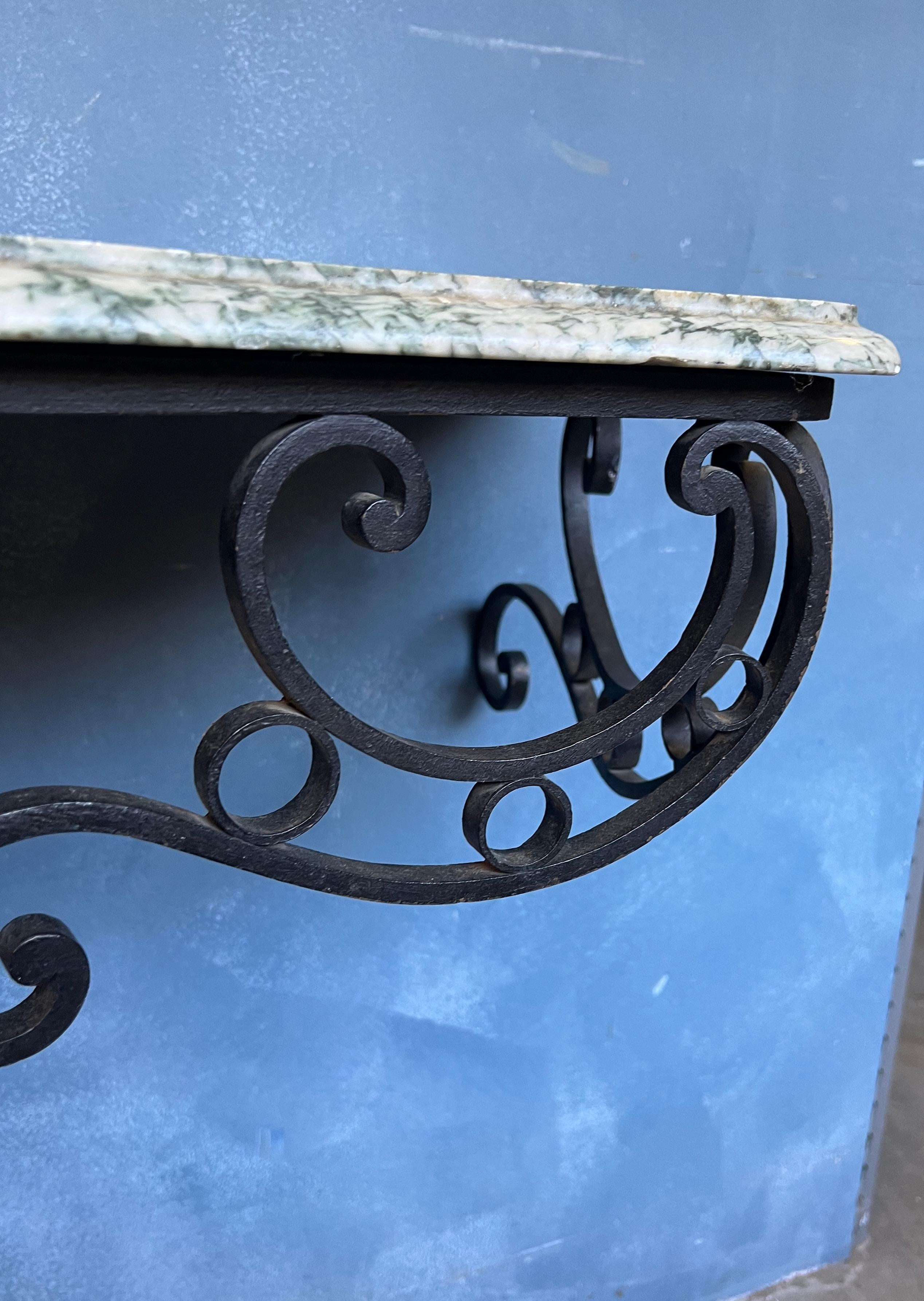 French Early 20th C. Marble and Iron Console For Sale 3