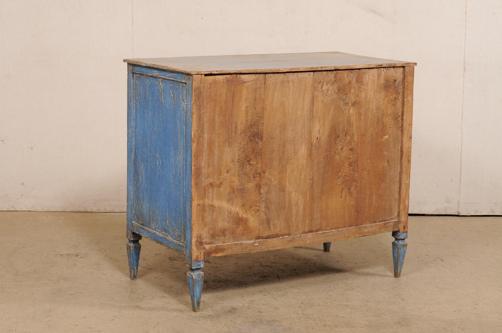 French Early 20th C. Wooden 3-Drawer Chest in Blue For Sale 6