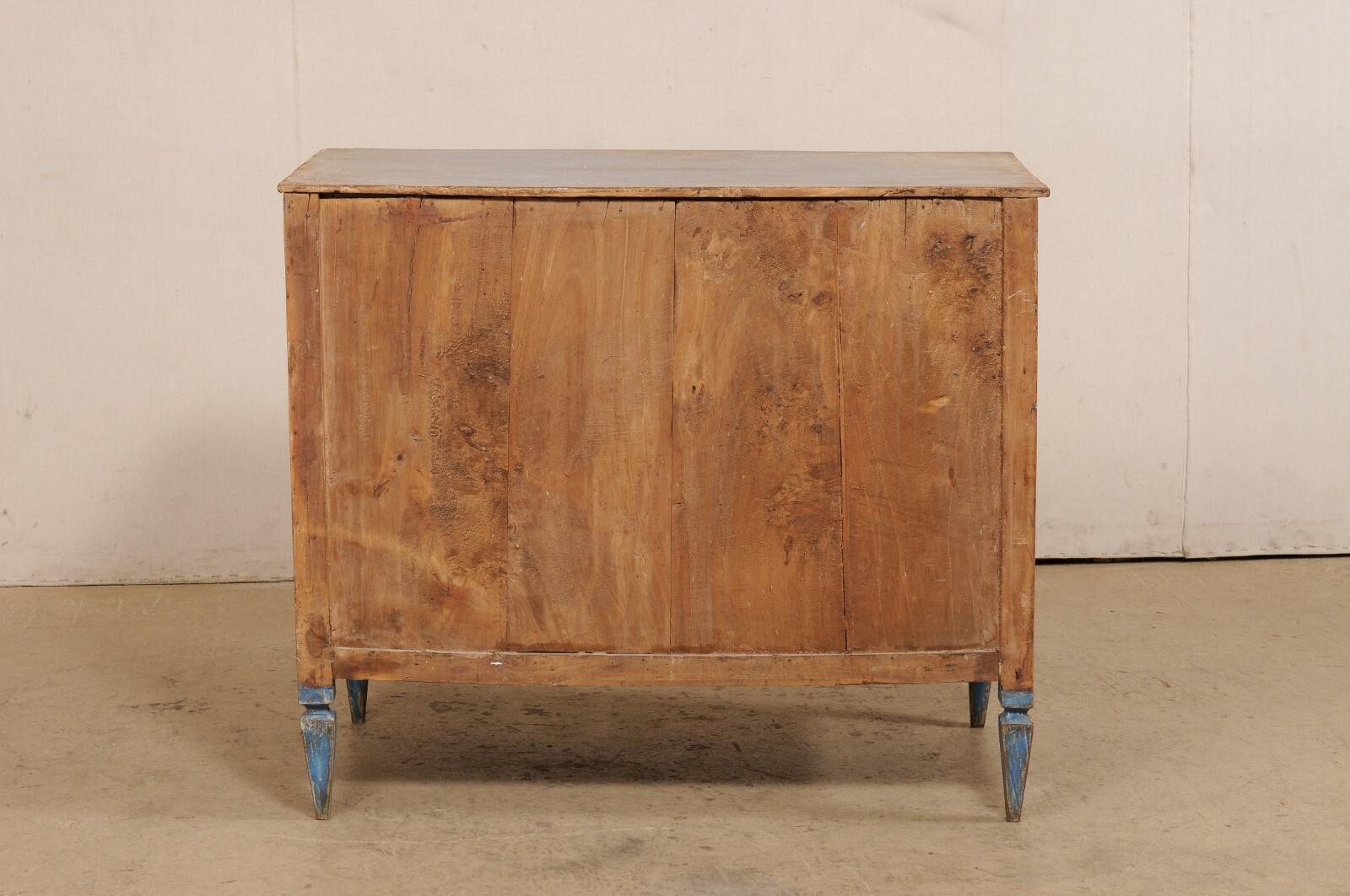 French Early 20th C. Wooden 3-Drawer Chest in Blue For Sale 5