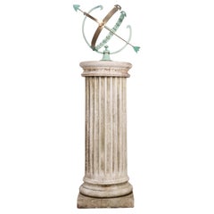 Used French Early 20th Century Armillary Sphere on Column Pedestal