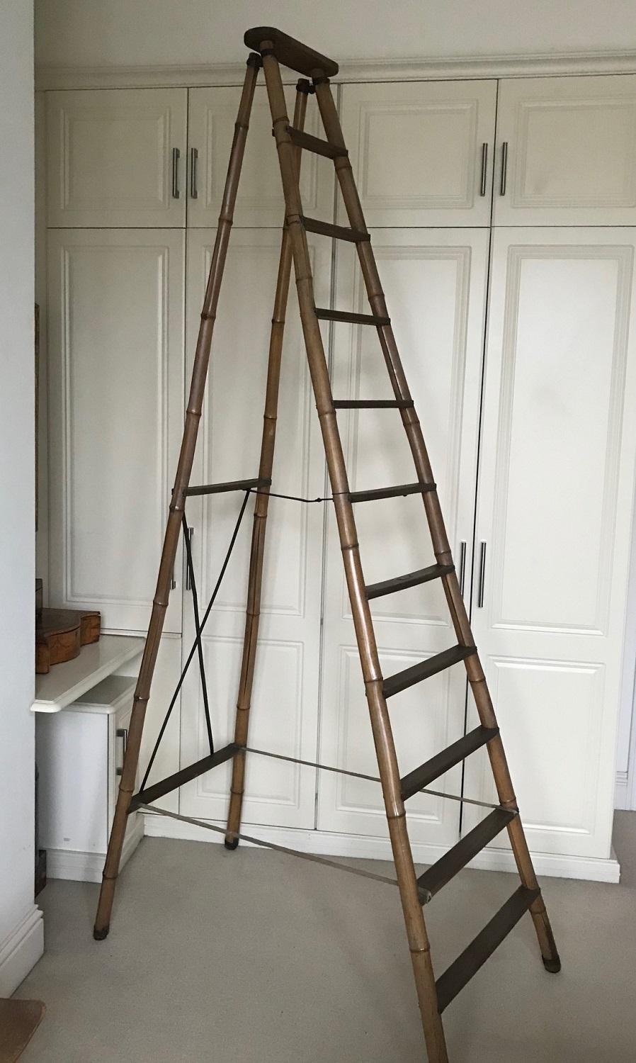 French Early 20th Century Bamboo Steps Ladders 16