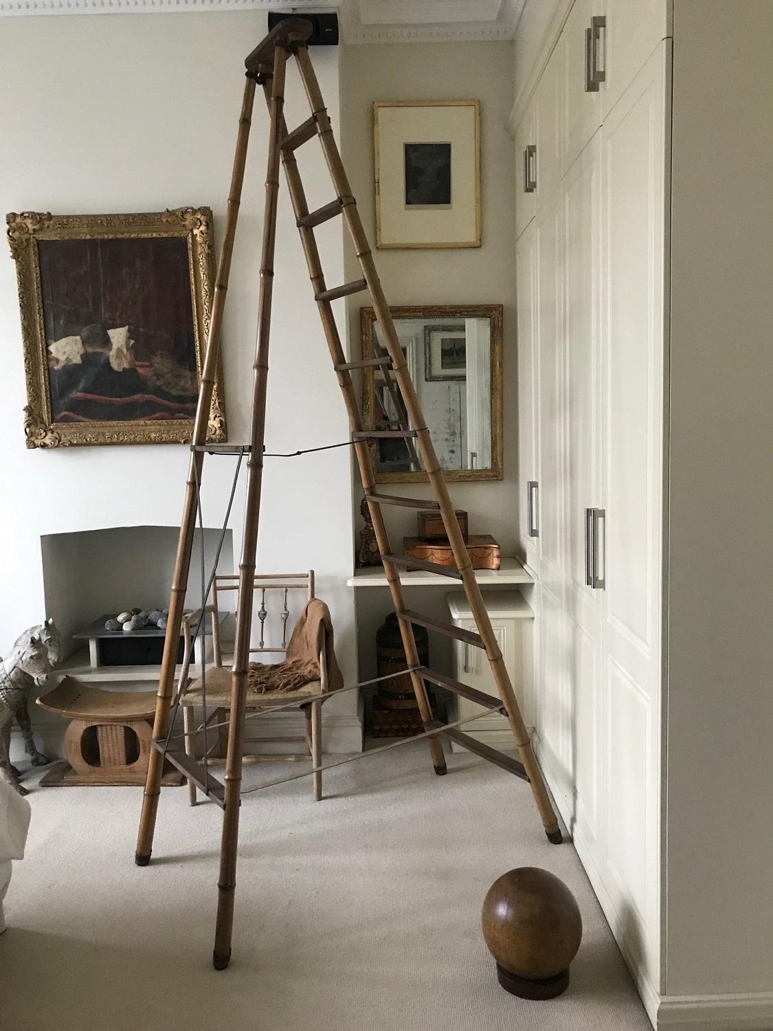 French Early 20th Century Bamboo Steps Ladders 1