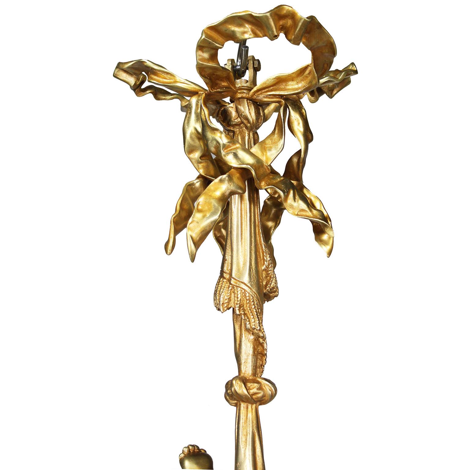 Französisch Anfang des 20. Jahrhunderts Belle Époque 4-Light Bronze Cherub Chandelier Pendelleuchte im Angebot 5