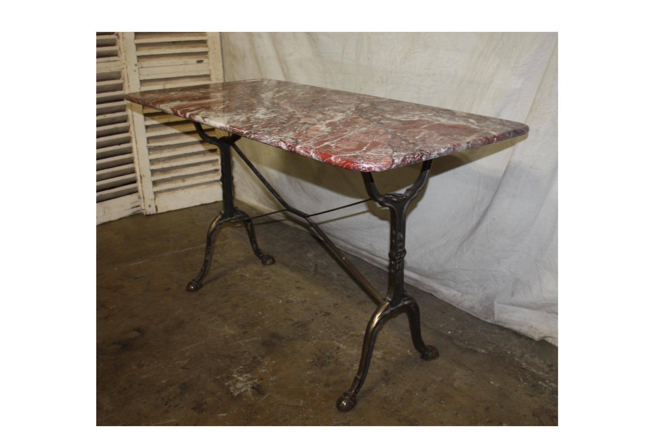 French early 20th century bistro table with a royal marble top.