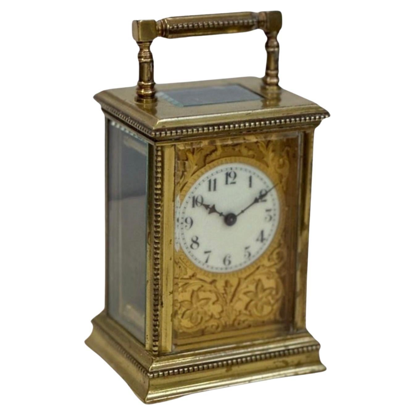 French Early 20th Century Brass Carriage Clock For Sale