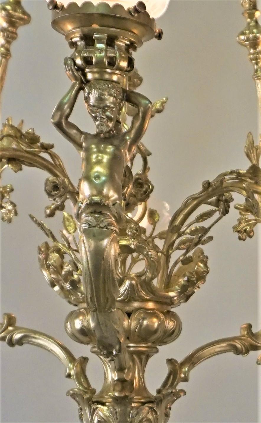 French Early 20th Century Bronze Chandelier 3