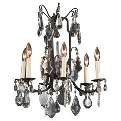 Lampadario francese in bronzo e cristallo dei primi del Novecento