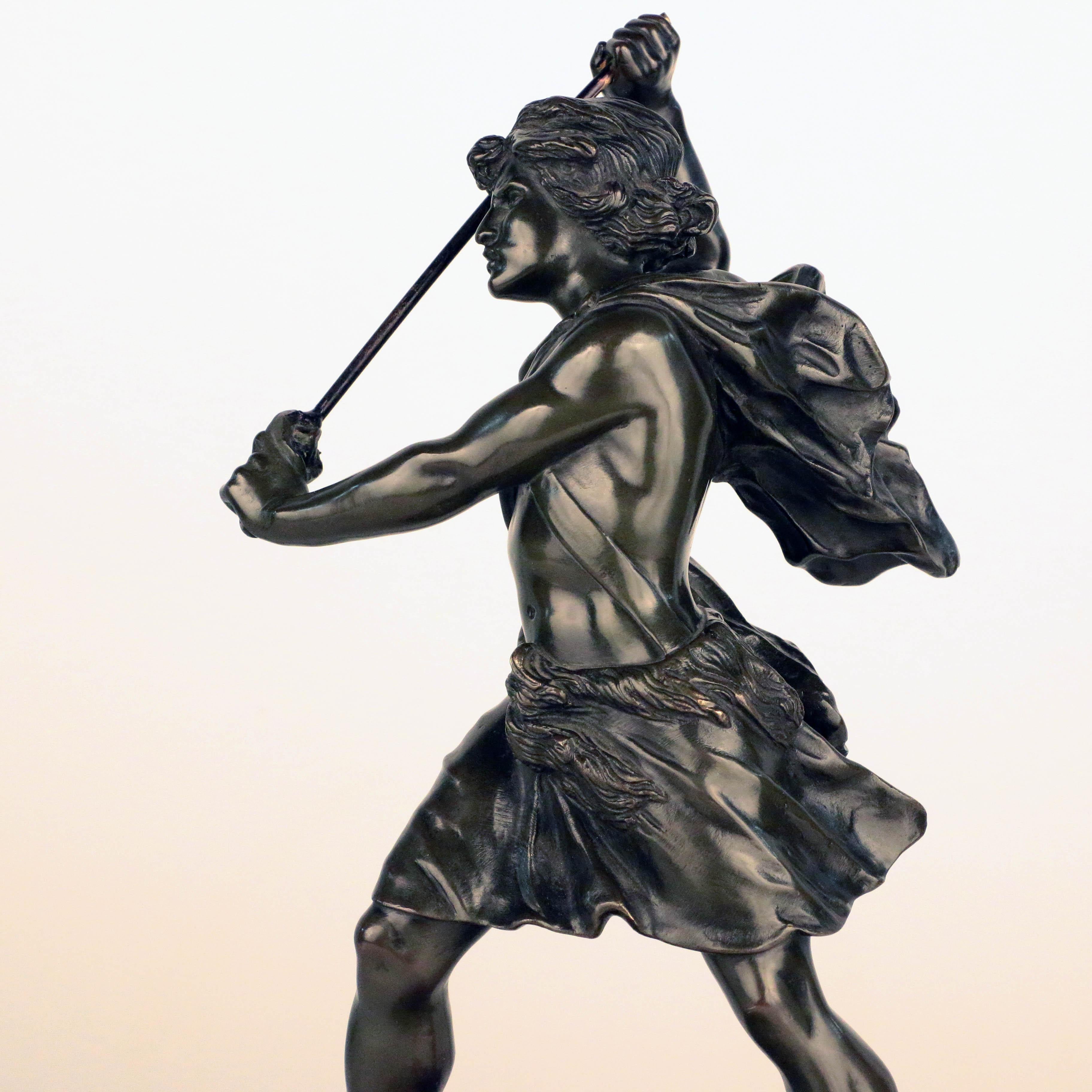 French, Early 20th Century Bronze, David Beheading Goliath For Sale 1