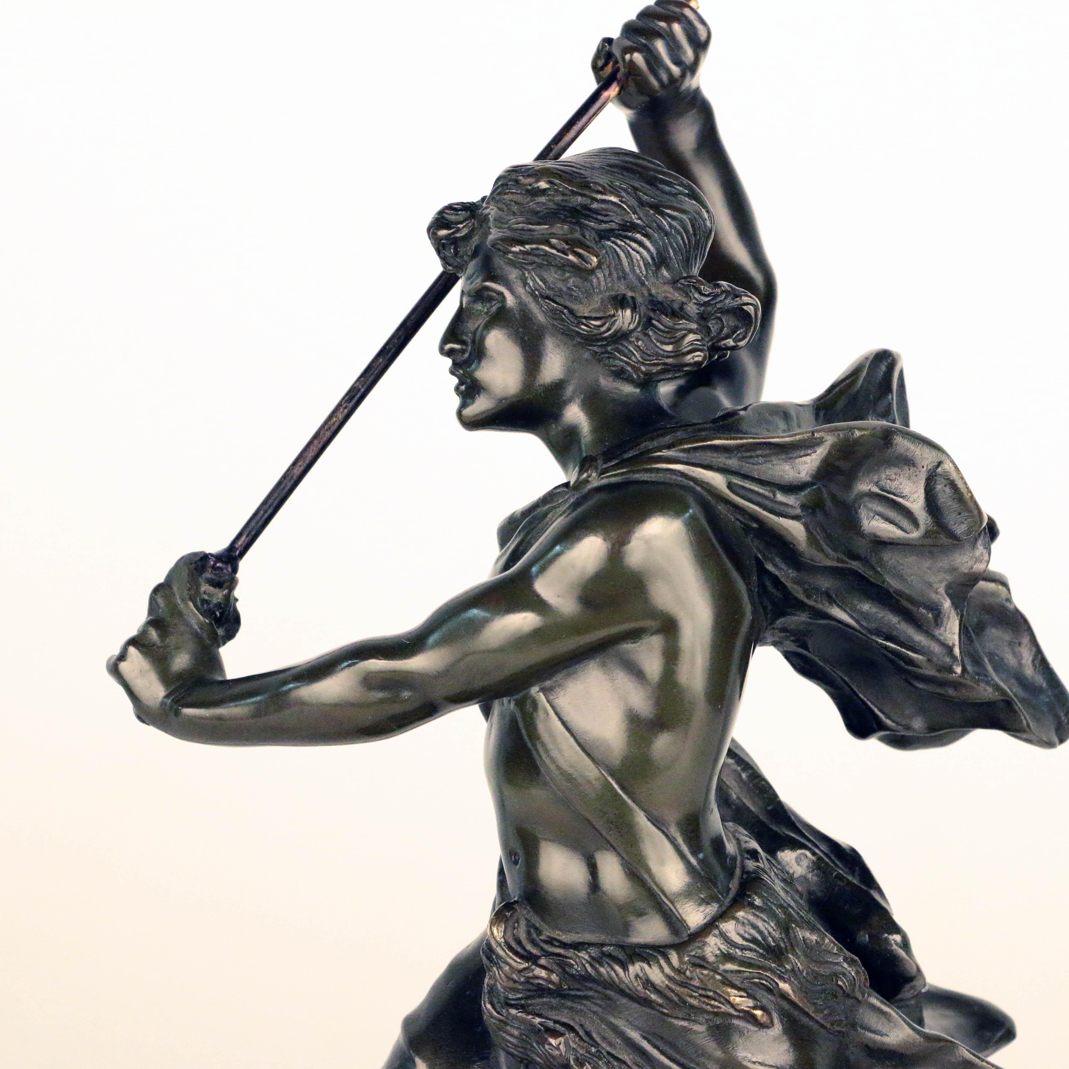 French, Early 20th Century Bronze, David Beheading Goliath For Sale 2