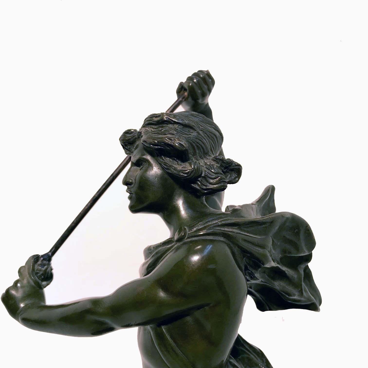 French, Early 20th Century Bronze, David Beheading Goliath For Sale 3