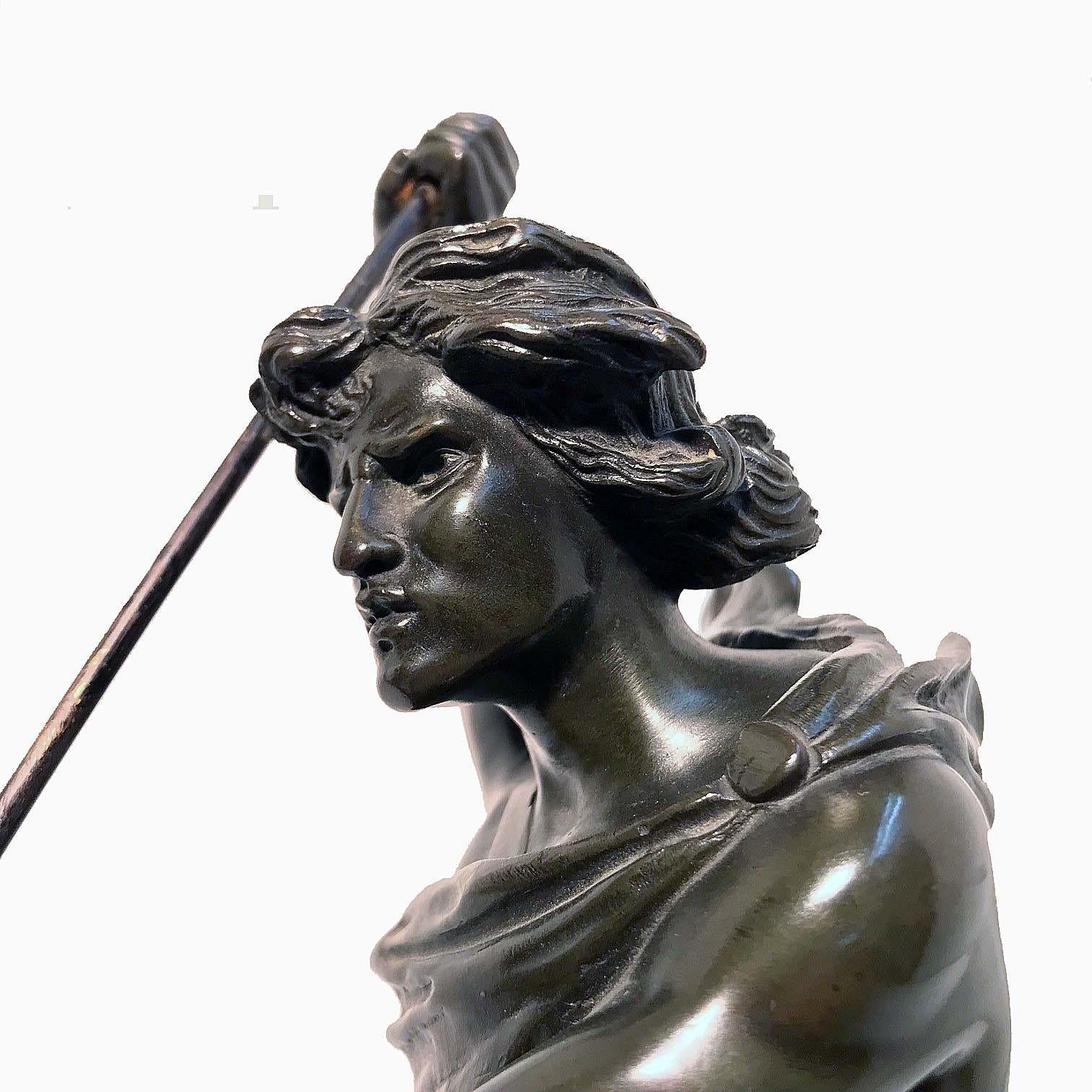 French, Early 20th Century Bronze, David Beheading Goliath For Sale 4