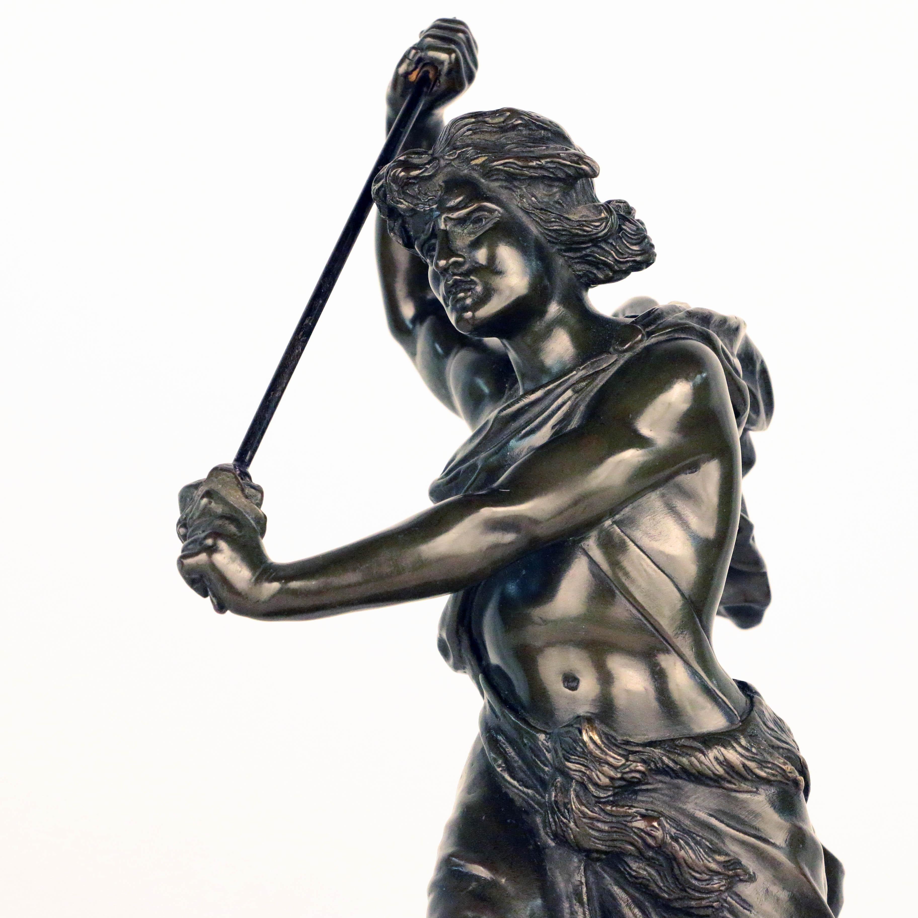 Cast French, Early 20th Century Bronze, David Beheading Goliath For Sale