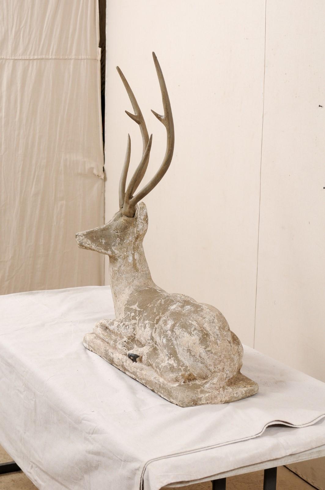 French Early 20th Century Cast-Stone Deer Sculpture 7