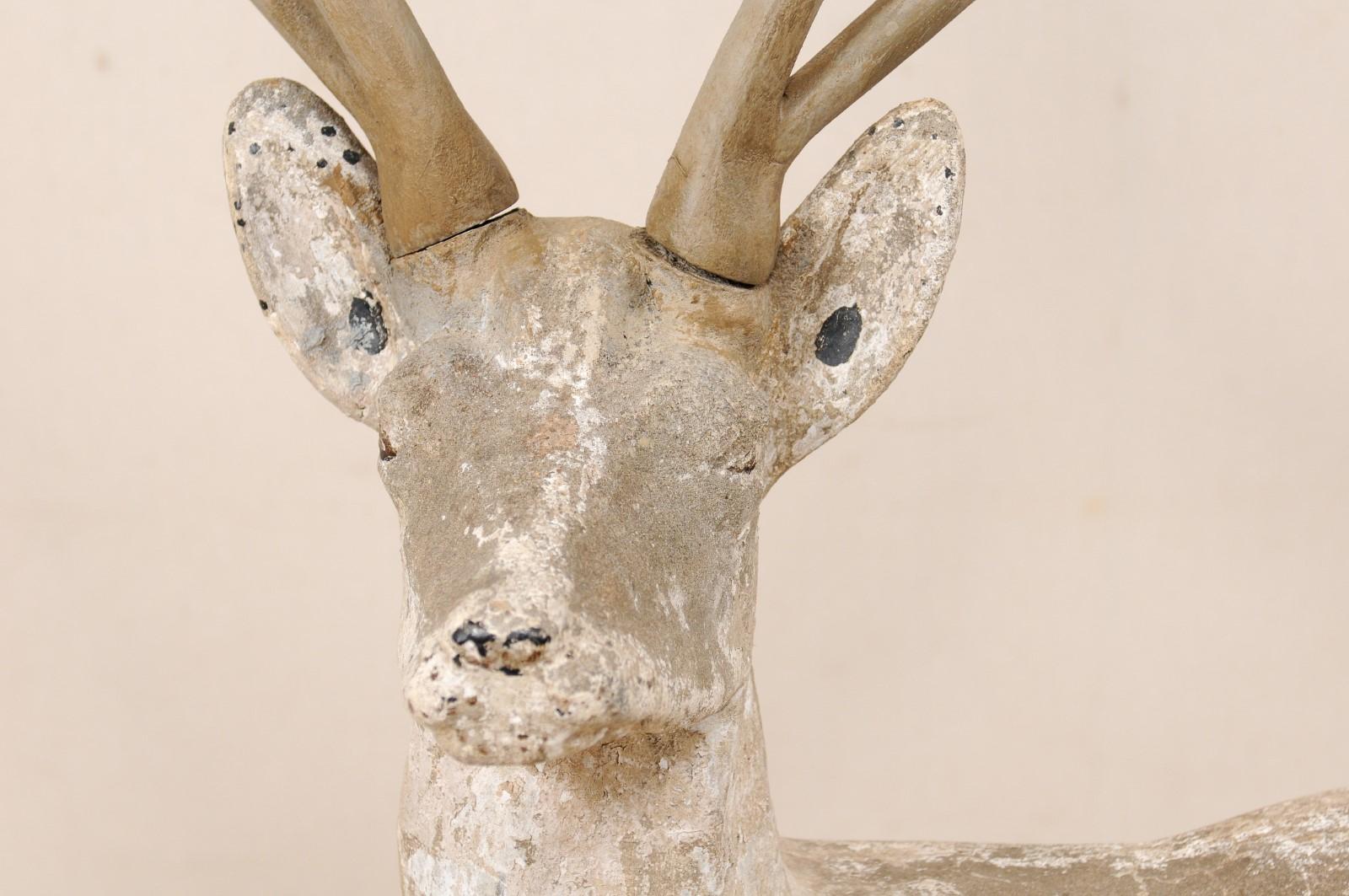 French Early 20th Century Cast-Stone Deer Sculpture In Good Condition In Atlanta, GA