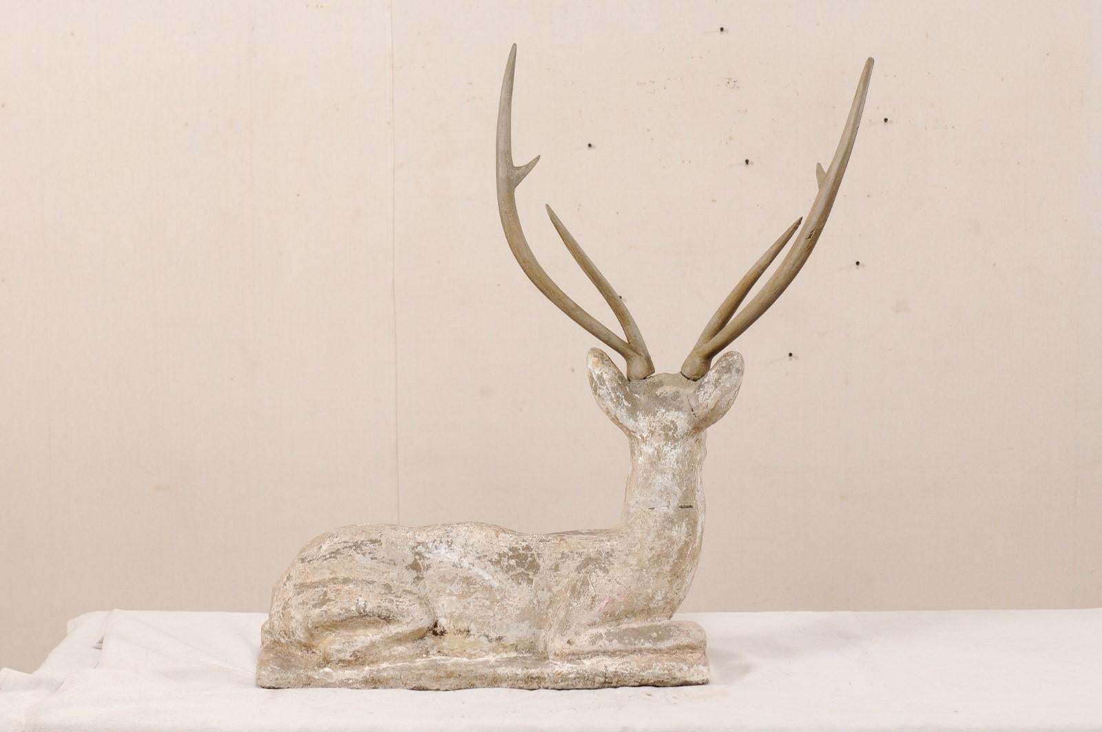 French Early 20th Century Cast-Stone Deer Sculpture 4