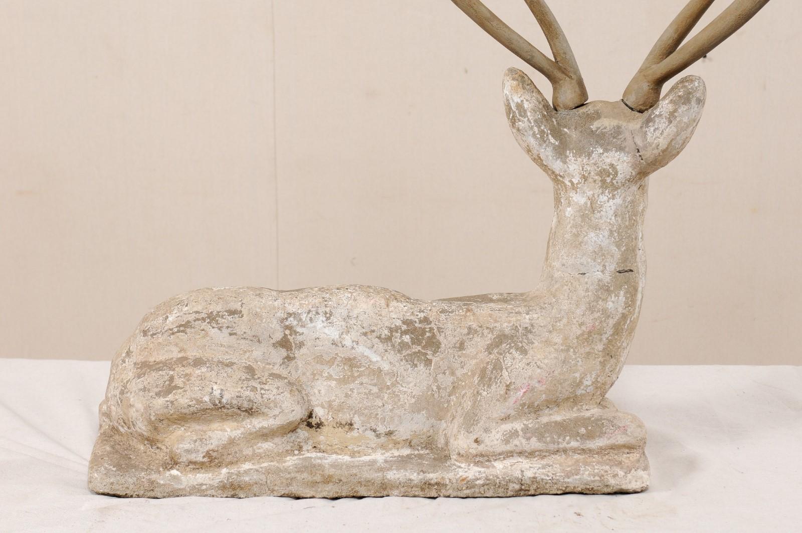 French Early 20th Century Cast-Stone Deer Sculpture 5