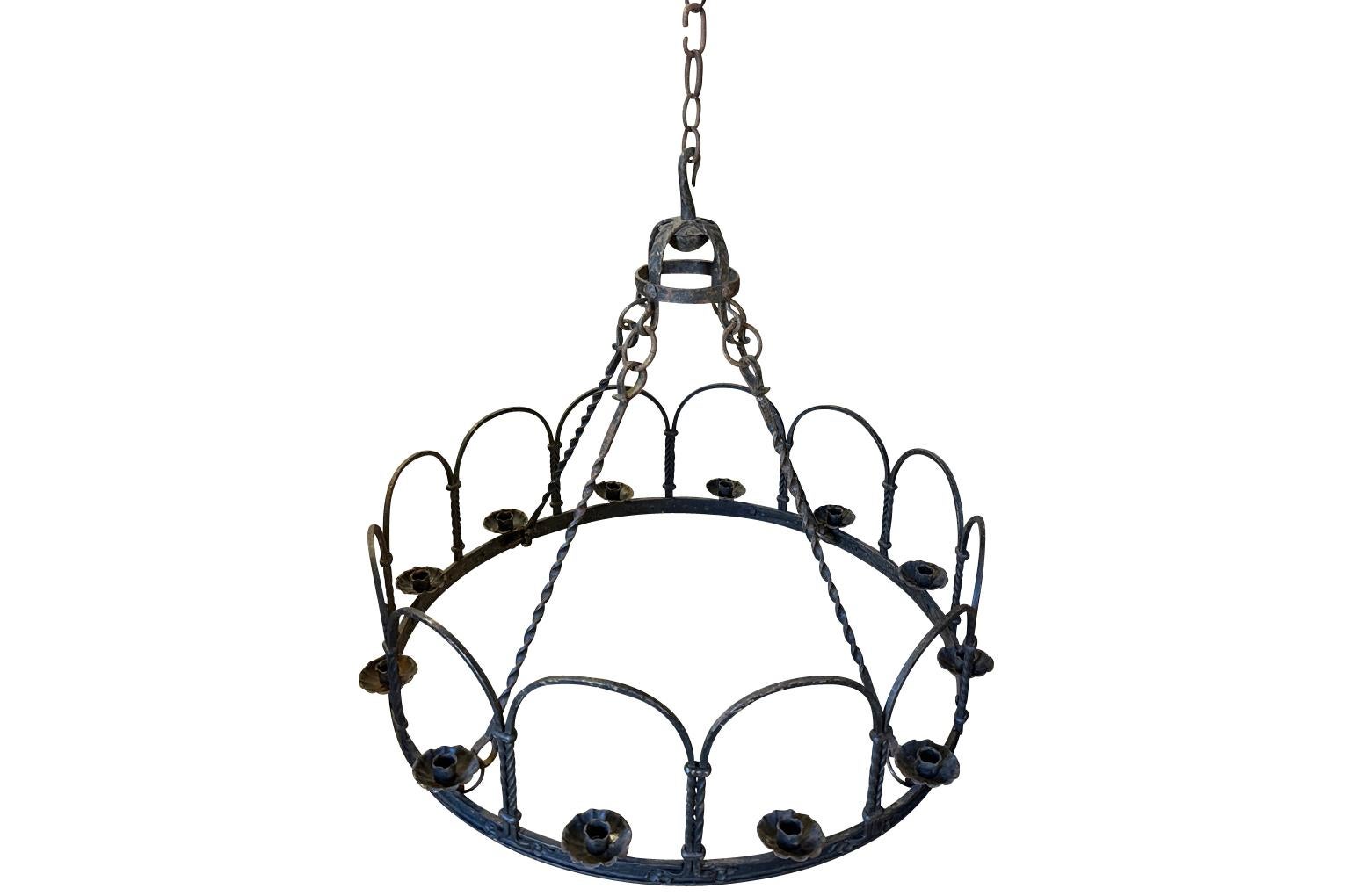 Iron French Early 20th Century Chandelier For Sale