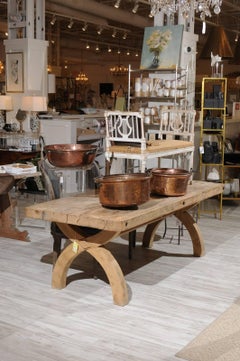 French Early 20th Century Circular Copper Pot with Two Lateral Iron Handles