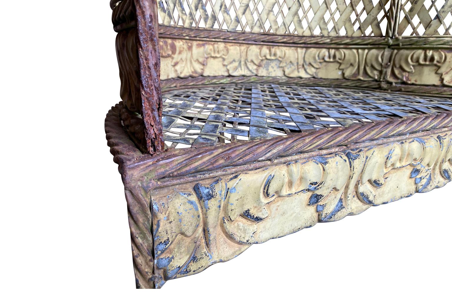 French Early 20th Century Confidant Garden Bench For Sale 3