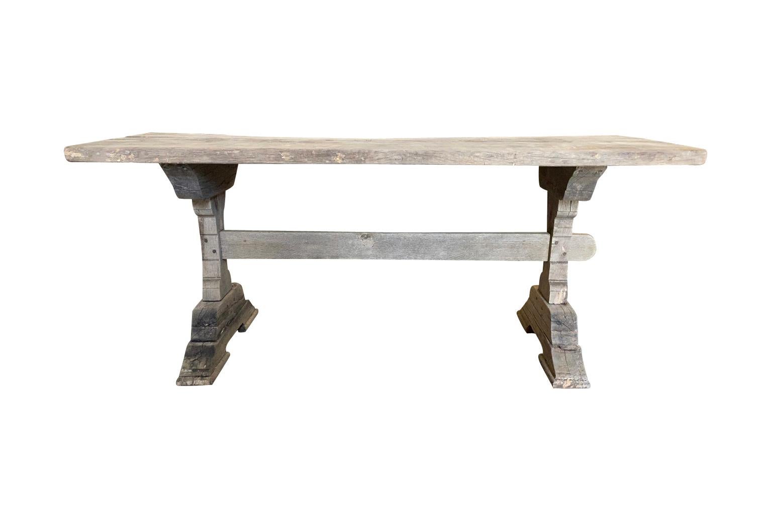French Early 20th Century Console Table - Trestle Table In Good Condition For Sale In Atlanta, GA