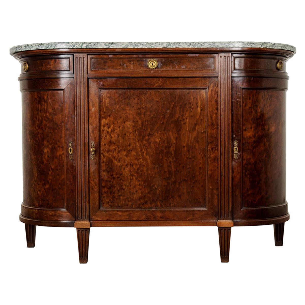 French Early 20th Century Demilune Mahogany Desserte