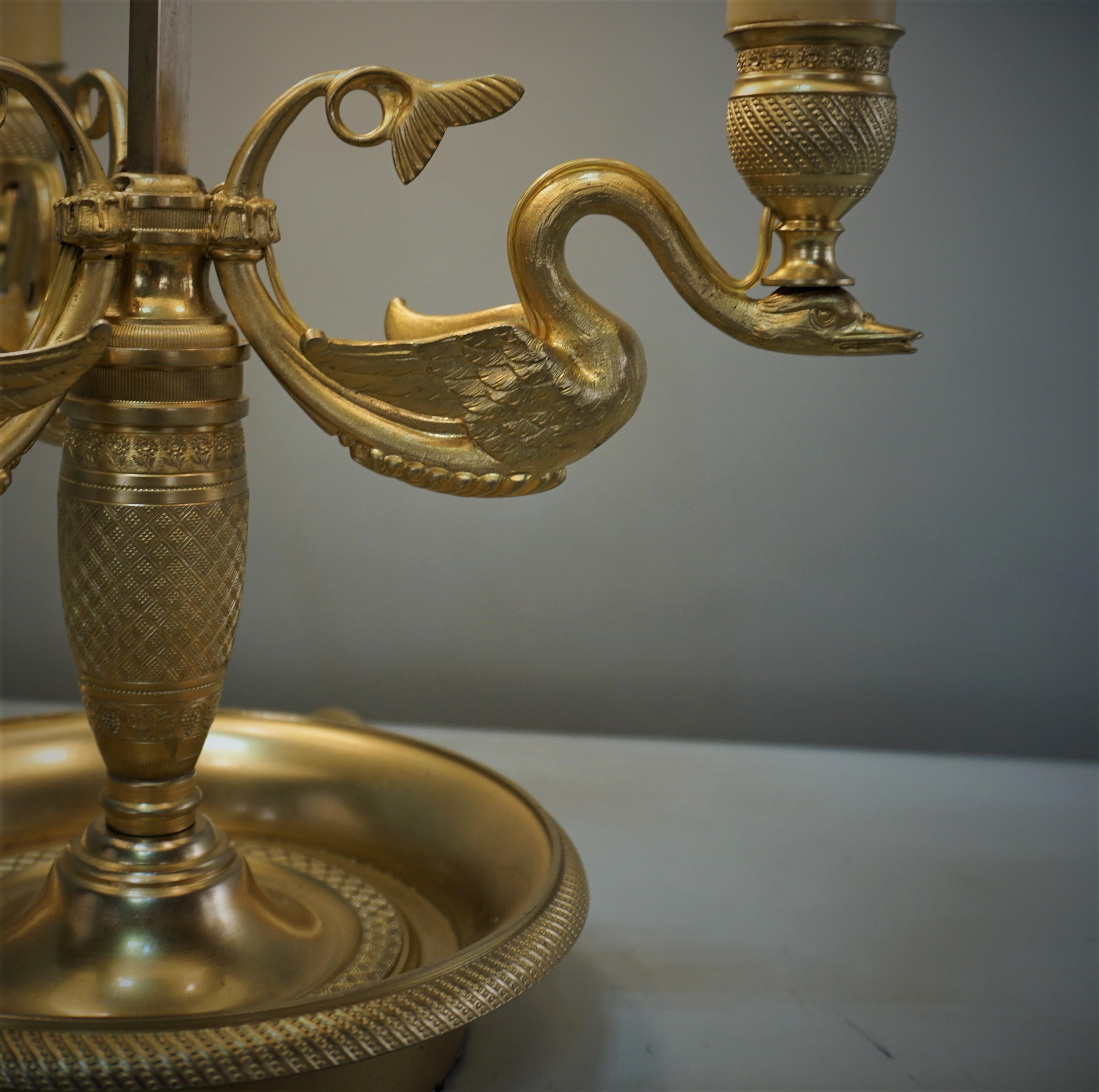 Empire French Early 20th Century Dore Bronze Bouillotte Desk Lamp