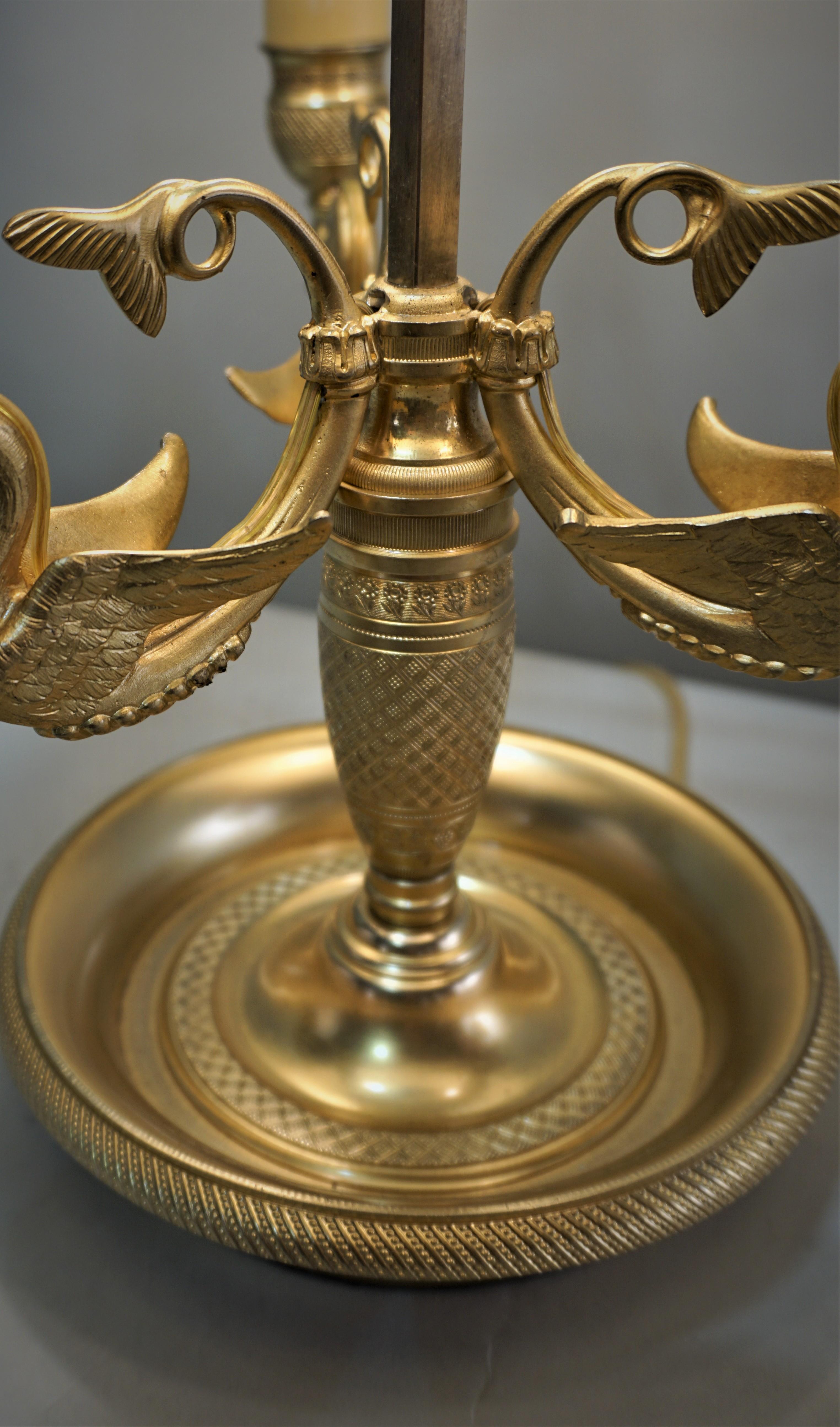 French Early 20th Century Dore Bronze Bouillotte Desk Lamp In Good Condition In Fairfax, VA