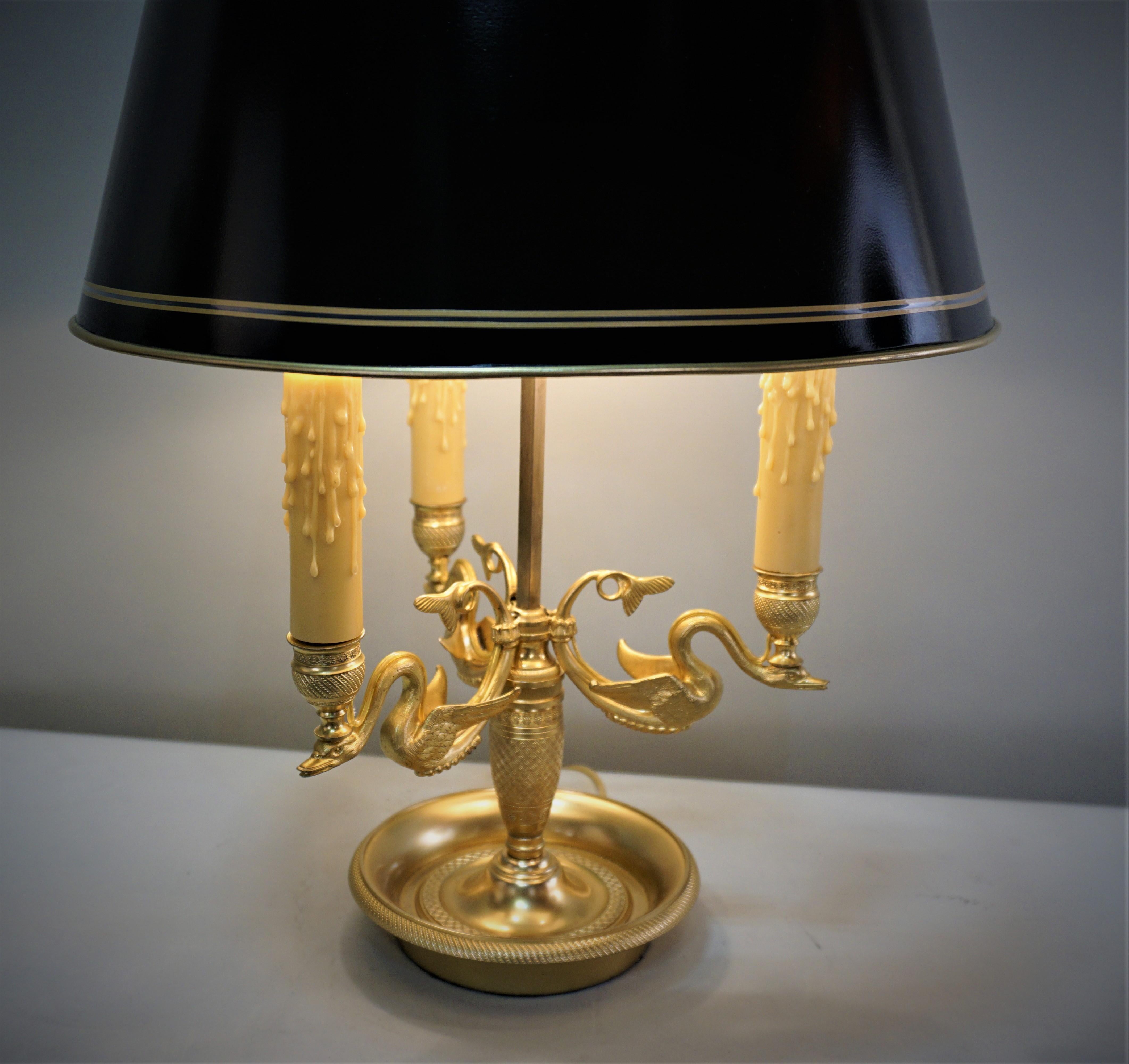 French Early 20th Century Dore Bronze Bouillotte Desk Lamp 1