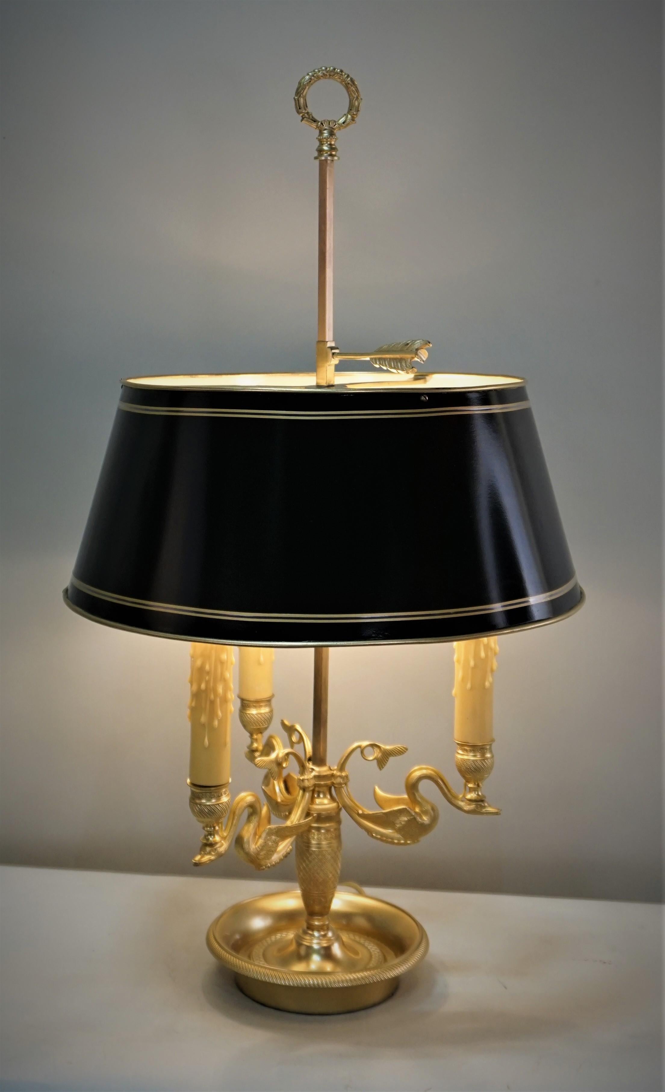 French Early 20th Century Dore Bronze Bouillotte Desk Lamp 2