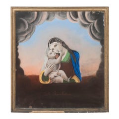French Early 20th Century Drawing of The Madonna and Child