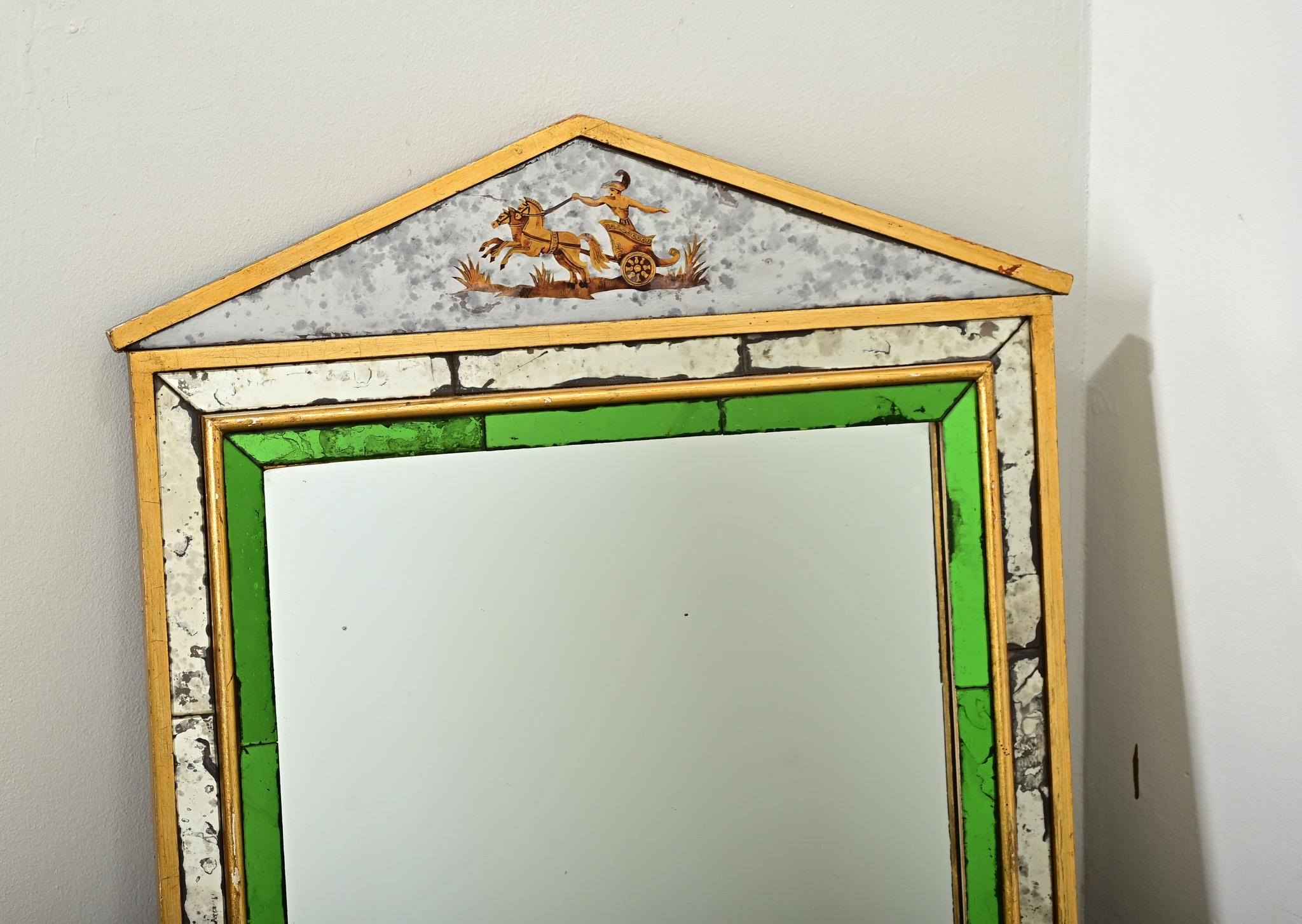 Français Miroir églomisé français du début du 20e siècle en vente