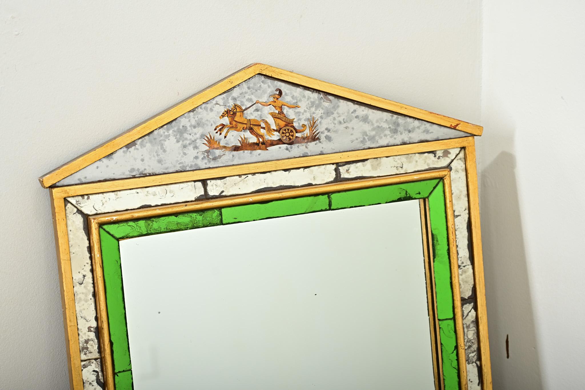 Sculpté Miroir églomisé français du début du 20e siècle en vente