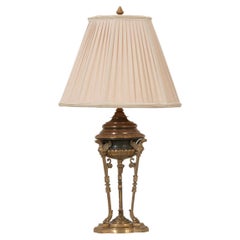 French Early 20th Century Empire Brass and Bronze Table Lamp and Shade