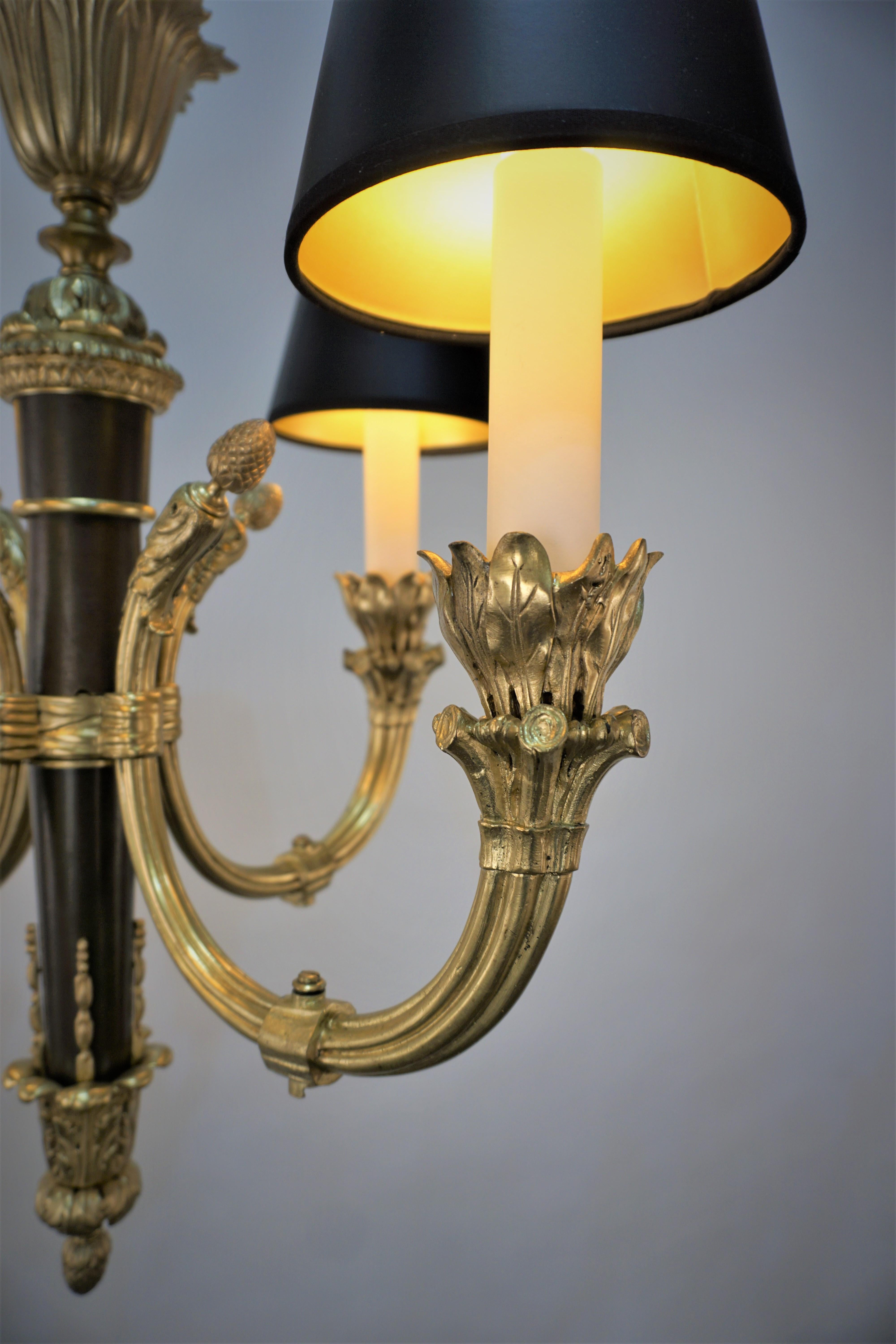 French Early 20th Century Empire Bronze Chandelier  7