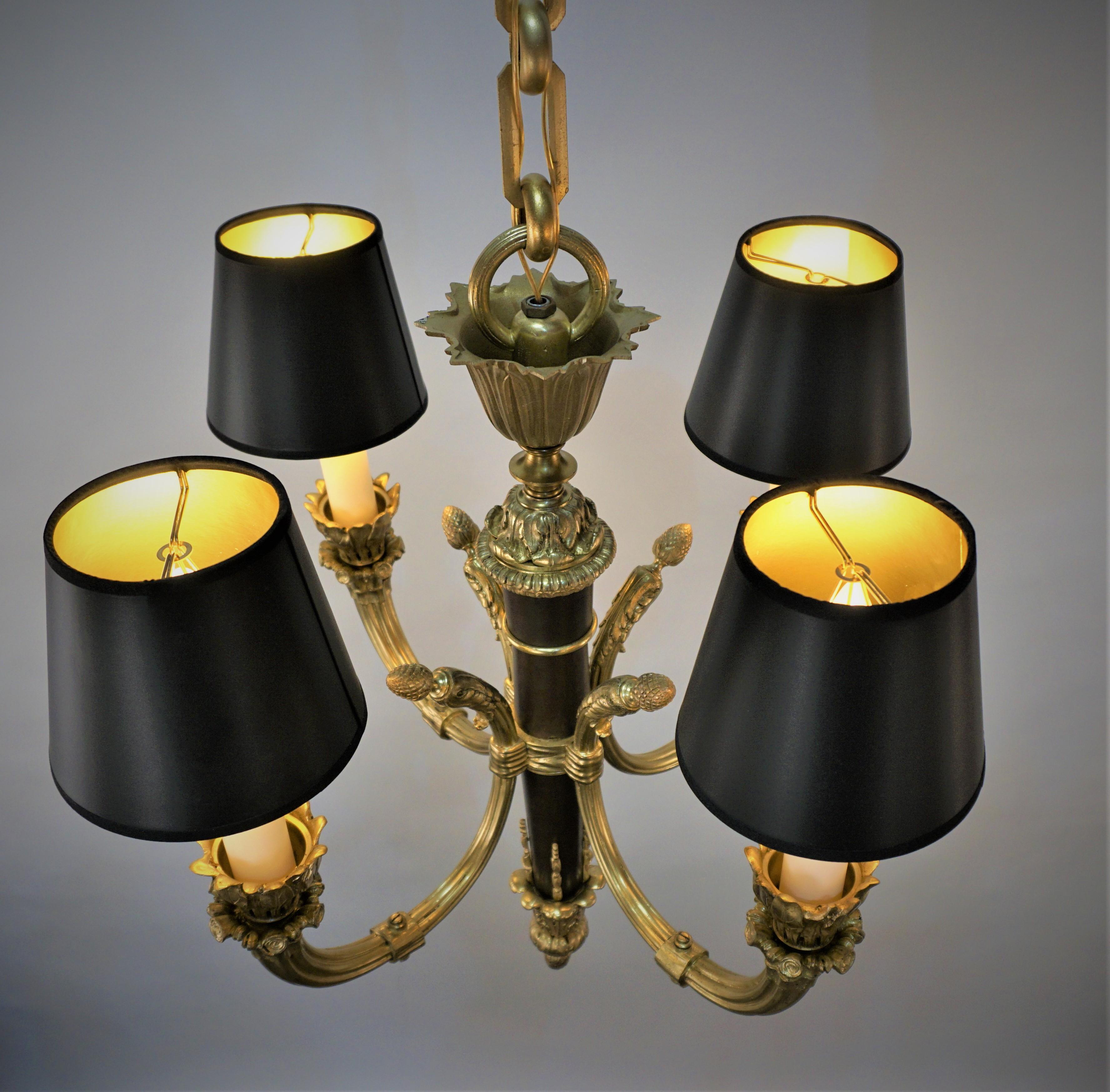 French Early 20th Century Empire Bronze Chandelier  8