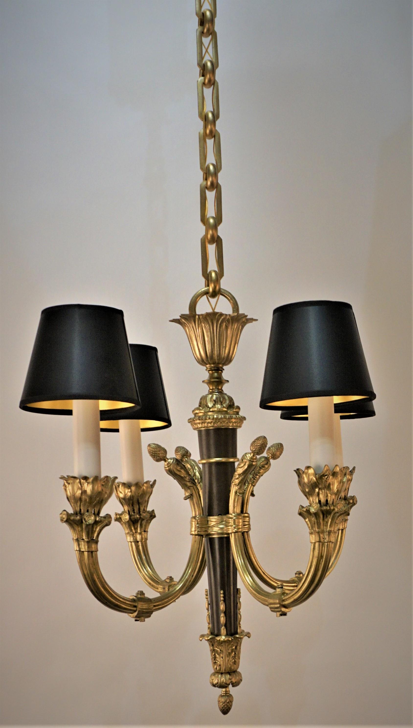 French Early 20th Century Empire Bronze Chandelier  9