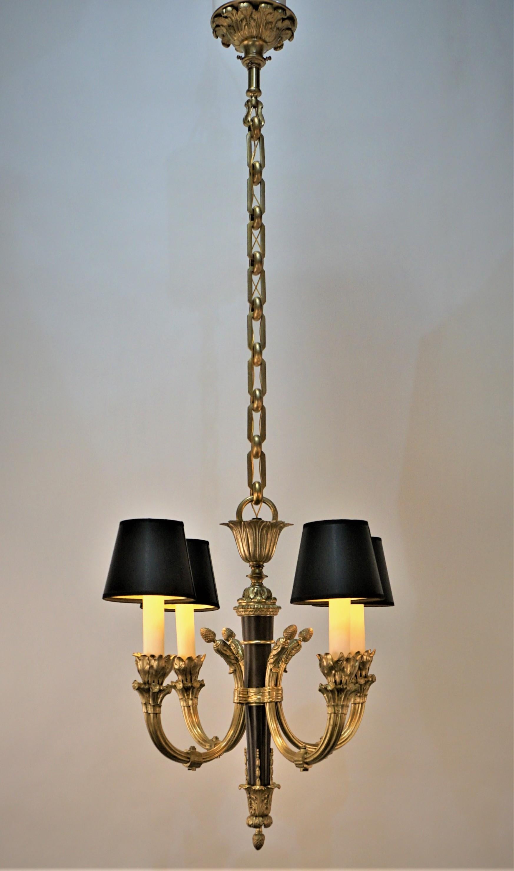 French Early 20th Century Empire Bronze Chandelier  6