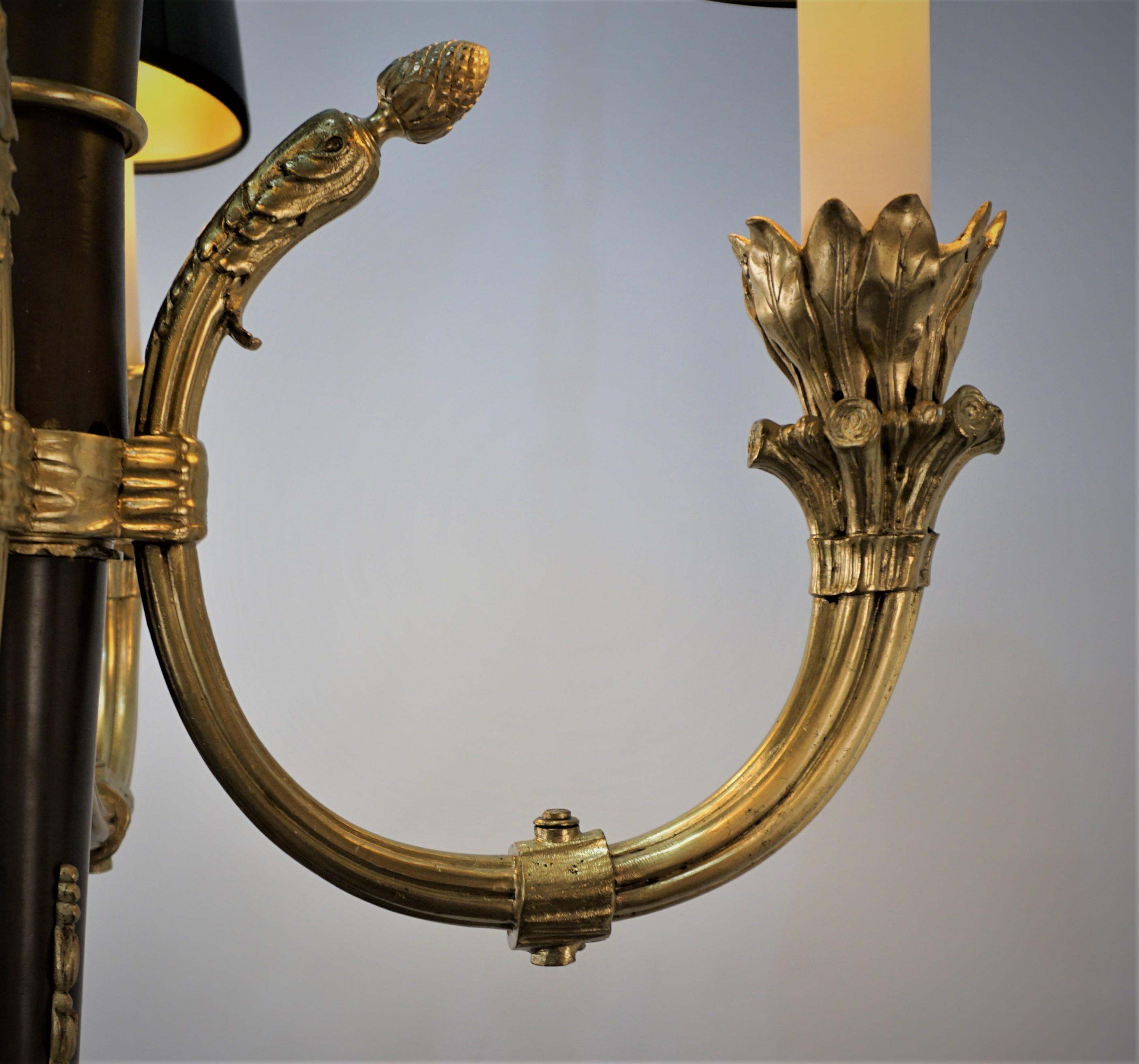 French Early 20th Century Empire Bronze Chandelier  In Good Condition In Fairfax, VA