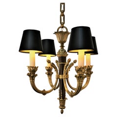 French Early 20th Century Empire Bronze Chandelier 